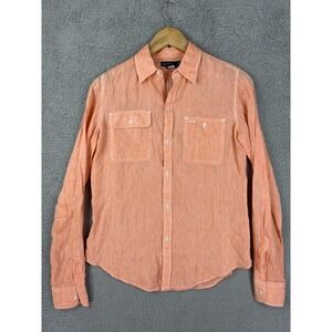 Ralph Lauren Shirt Womens 6 Orange Linen Long Sleeve Button Up Casual Summer